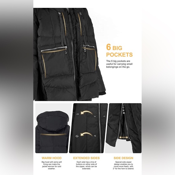 Orolay down coat, black, 2XL NWOT - Picture 5 of 5